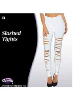 White Slashed Tights Leggings Halloween Costume Accessory Adult Teen 15+